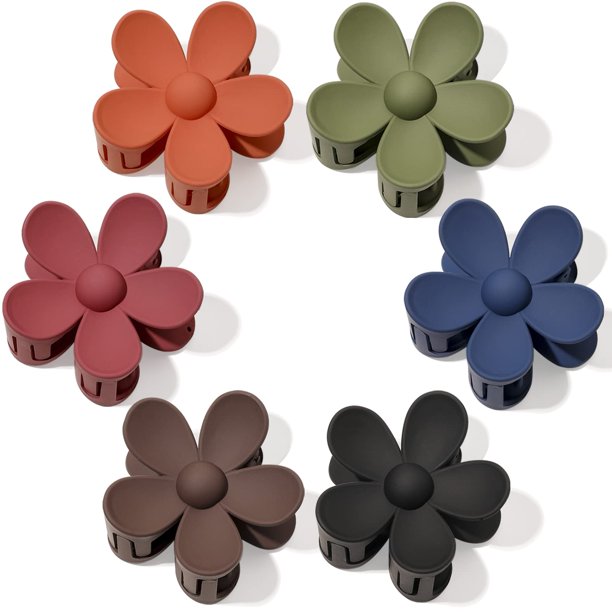 Pinzas para el cabello de flores Pinzas de garra de flores Pinza de garra para el cabello Pinzas de margaritas Pinzas de garra grandes mate Accesorios para el cabello gruesos Garra 6 colores para muje