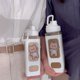 thumbnail image 4 of Botella de agua Kawaii con pajita y pegatina, sin fugas, botellas de agua grandes y lindas con osito Kawaii, botella de agua cuadrada portátil de plástico deportivo para niños y niñas, útiles escolares Rojo Verde, 4 of 5