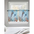 thumbnail image 5 of Blue Coastal Jellyfish Tier Curtains 36 Inch Length,Sheer Curtains for Bedroom Living Room Window Summer Beach Starfish Botanical Small Half Window Kitchen Curtains & Drapes 27.5"x36" 2 Panels, 5 of 6