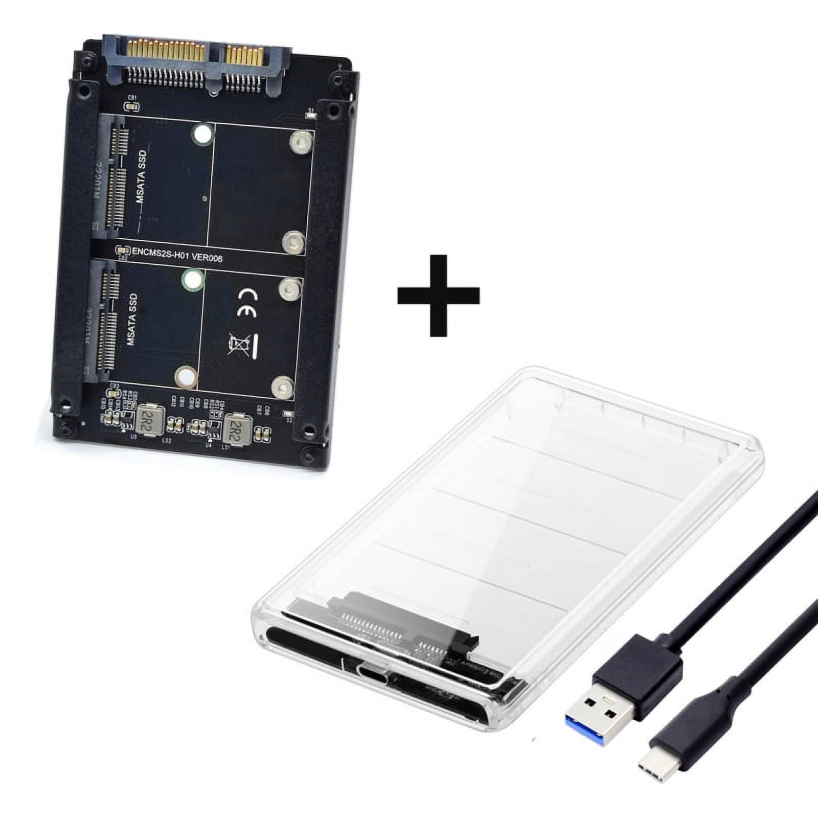 JSER Dual MSATA Mini-SATA SSD Card JOBD Raid0 Span Bridge to USB3.0 Type-C  USB-C 2.5inch SATA Combo Enclosure