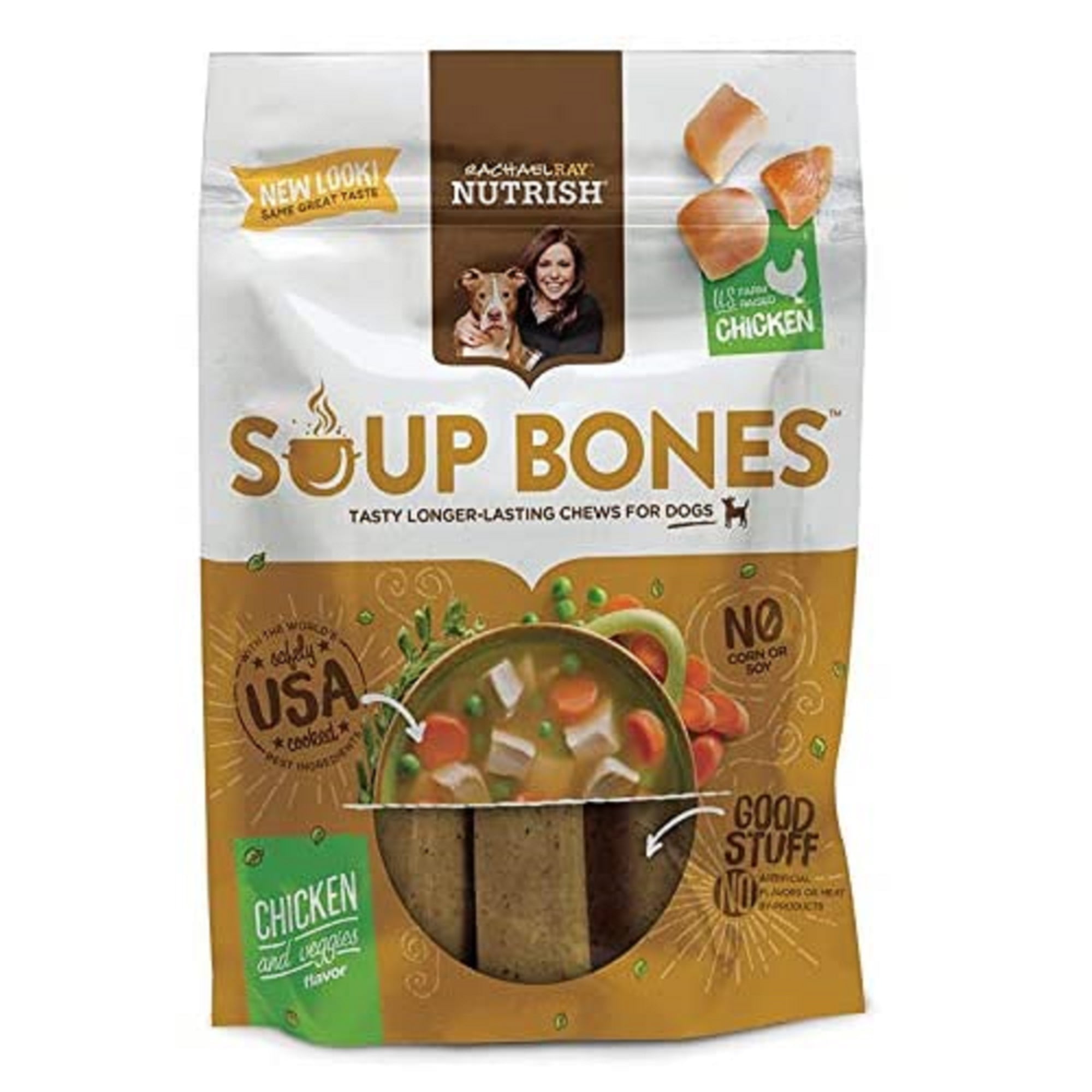 Rachael Ray Nutrish Soup Bones Dog Treats, Chicken & Veggies Flavor, 6.