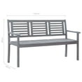 thumbnail image 2 of vidaXL Loveseat Accent Patio Bench Furniture with Cushion Eucalyptus Wood, 2 of 9