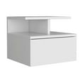 thumbnail image 4 of Floating Nightstand 12"H, Wall Mounted With Single Drawer And 2-Tier Shelf, White, 4 of 7