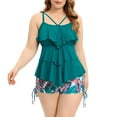 thumbnail image 1 of Women Plus Size Tankini Ruffle Swimsuit Two Piece Flowy Swimdress Tummy Control Bathing Suits with Boyshorts, 1 of 6