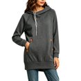 thumbnail image 2 of Busydd Womens Fall Dresses with Front Pocket Fashion Solid Color Hoodie Dress Casual Comfy Drawstring Long Sleeve Dress S, 2 of 6