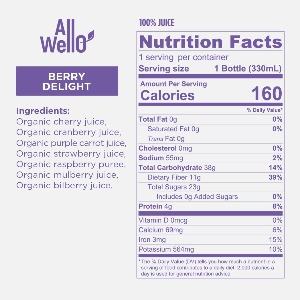 AllWellO Organic, Cold Pressed Berry Delight Juice, 11.1 oz Bottle