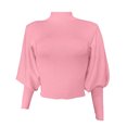 thumbnail image 3 of Gibobby Suéter térmico de manga larga Suéter de manga larga de color sólido de cuello para mujer Suéter de punto grueso Casual Tops (Rosa, L), 3 of 5