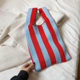 thumbnail image 1 of facefd Sac à Bandoulière pour Femme à Motif Rayé Sac à Main Fourre-Tout pour Femmes Rouge Bleu Pâle, 1 of 8