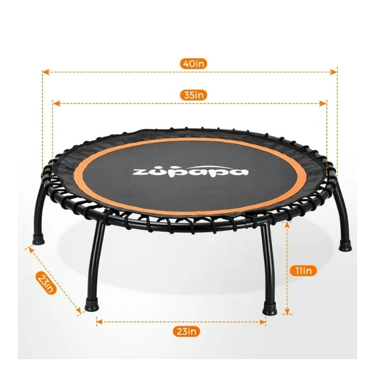 Zupapa Silent Mini Fitness Trampoline Indoor Rebounder for Adults Best Urban Cardio Jump Fitness Workout Trainer Max Limit 330 lbs
