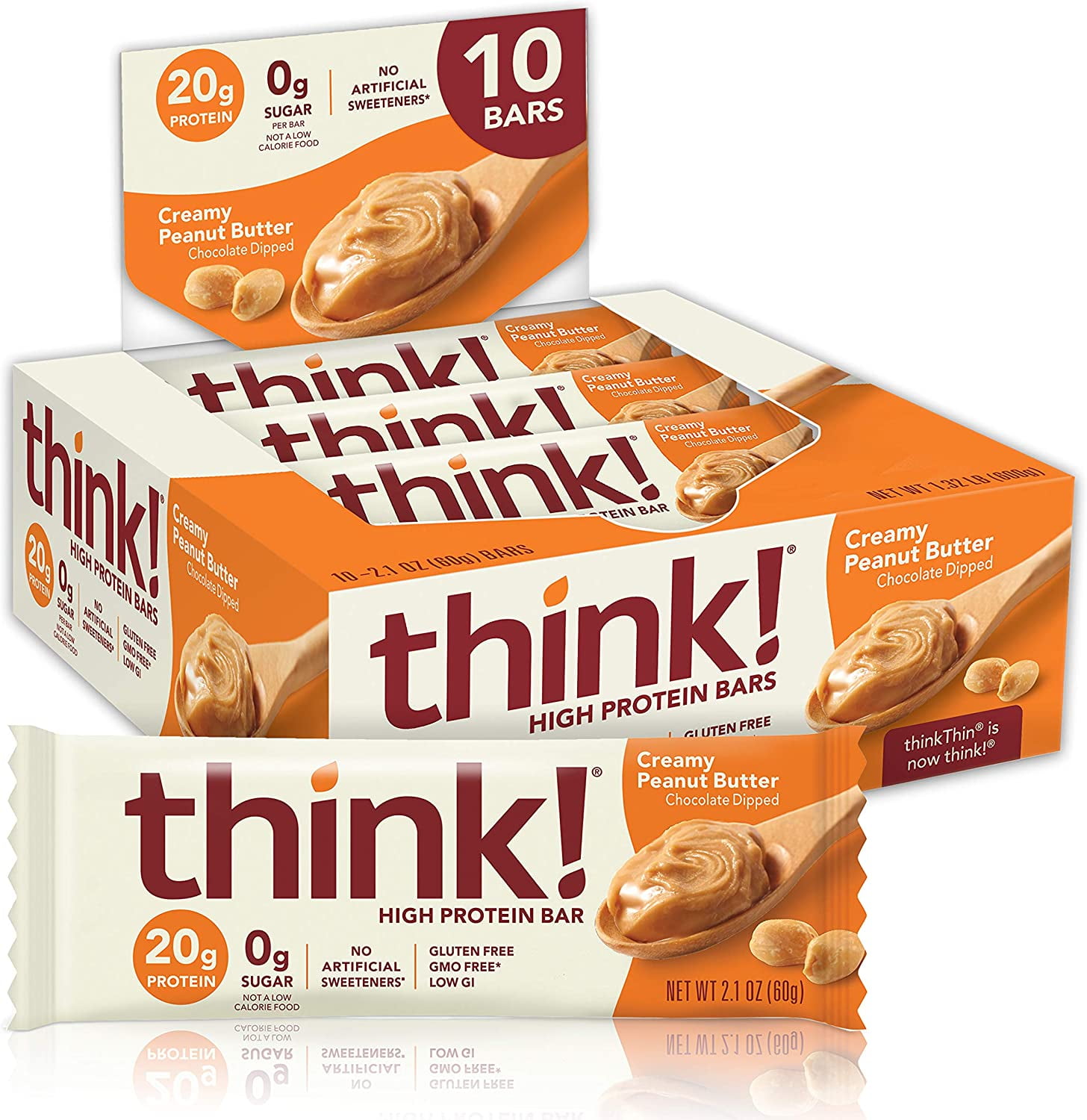 think! High Protein Bar, Creamy Peanut Butter, 10 Count