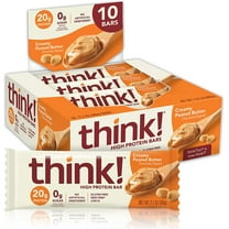 thinkThin High Protein Bars, Creamy Peanut Butter, 20g Protein, 10 Ct