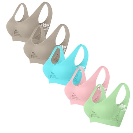 Hurxie 5pcs Pack Bras for Women t Shirt Push Up Bra for Women Comfortable Everyday Bras Pink L