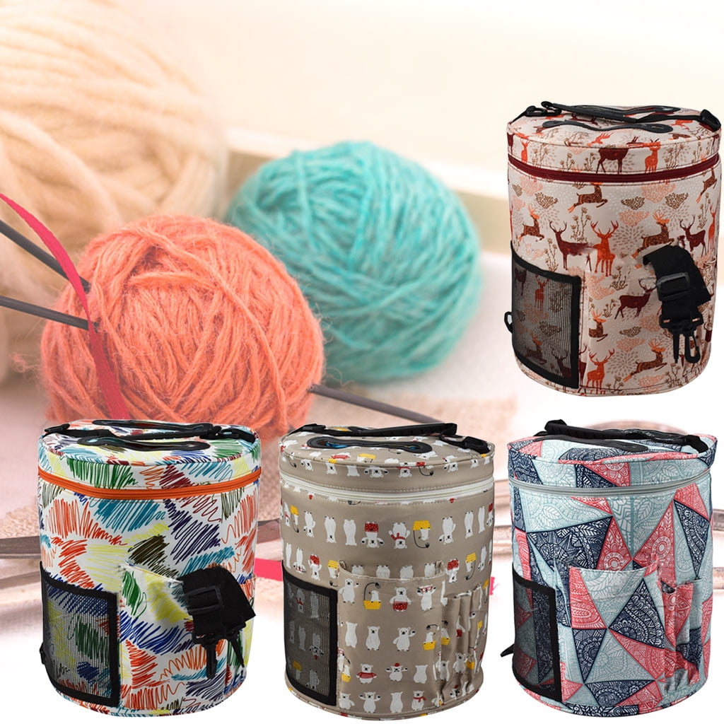 DIY Yarn Thread Sewing Tools Storage Bag Knitting Crochet Bag with Shoulder Strap Handles