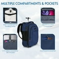 thumbnail image 2 of 20 inch Rolling Backpack, Adult Business Laptop Backpack with Wheels, Invisible Shoulder Strap Waterproof Backpack with Roller-Suitcase Travel Bag (Blue), 2 of 7