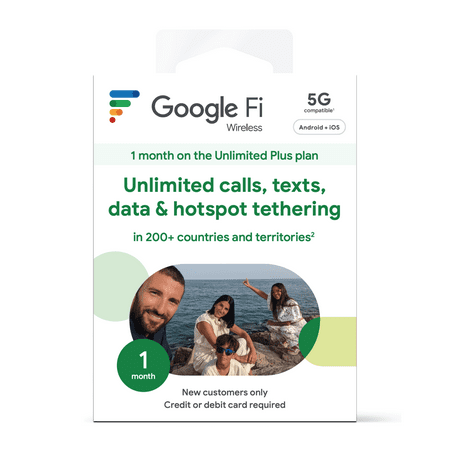 Google Fi Wireless Unlimited Plus Talk/Text/Data SIM Card Kit - 1 Month