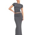 thumbnail image 3 of Women'S Basic Summer Short Sleeve Crewneck T-Shirts Y2K Cute Going Out Tops Baby Tee Dark Gray XS, 3 of 9