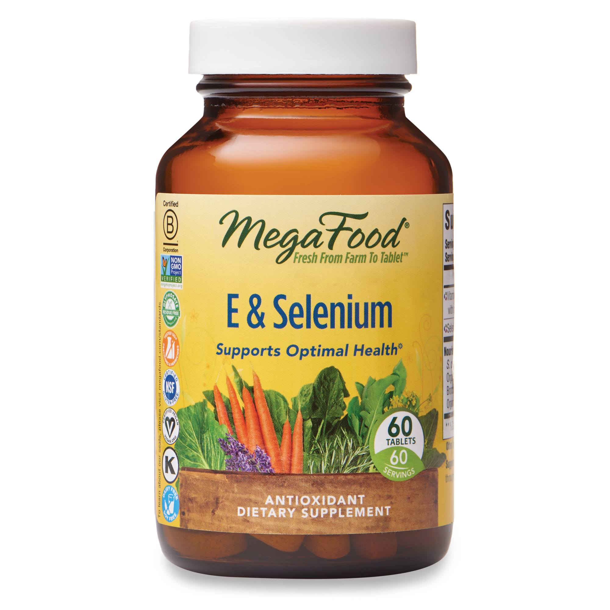 MegaFood, E & Selenium, Supports Optimal Health, Antioxidant Supplement