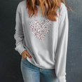 thumbnail image 2 of ibuvkizy Womens Sweatshirts Valentines Day Love Heart Round Neck Lover's Love Print Sweatshirt Long Sleeved Pullover Top/shirt Gray,M, 2 of 7
