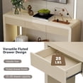 thumbnail image 4 of GZXS Modern Farmhouse Entryway Console Table in Apricot, 55.1" Long Sofa Table with 3 Storage Drawers & Fluted Fronts, Solid Wood Veneer Accent Table for Hallway/Living Room, 4 of 9