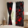 thumbnail image 3 of Erosebridal Letter Monogrammed E Boy Curtains Pack of 2 (42x84 Each),Teens Children Black Red Futuristic Cubes Curtains Blackout, 3 of 6