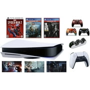 2023 PlayStation PS 5 Gaming Holiday Bundle:PS5_Disc Console with Marvels Spider-Man 2, God of War & The Last of Us Remastered +Wireless Controller+ Charging Dock + 3pcs Controller Skins