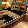 thumbnail image 3 of meiyoeat Vintage Bear Silhouette Zipper Twin Comforter Sets with Fitted Sheet and 2 Pillowcases For Kids, Rustic Paw Print Zipper Bedding Set For Men,Black Reversible,4 Pieces, 3 of 7