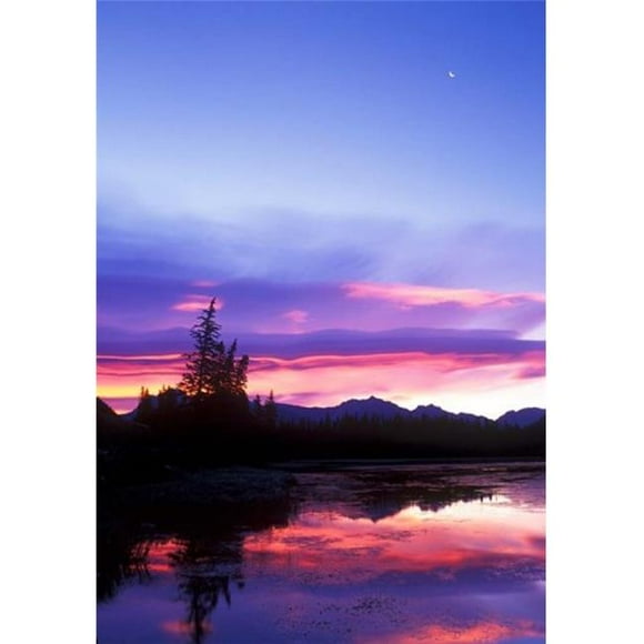 Posterazzi PDDCN01RTI0009 Crescent Moon Over Vermillion Lake in Banff National Park Alberta Canada Poster Print by Rob Tilley