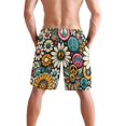 thumbnail image 3 of Dailycode Men's Quick Dry Swim Trunks Beach Shorts Casual Summer Board Shorts with Pockets, Daisy Flower and Peace Symbol, 3 of 8