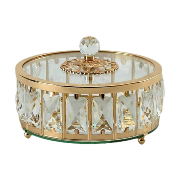 QSTDGVPW Glass Serving Tray with Lid Candy Box 7.8x2.5inch for Bathroom Vanity Decorative