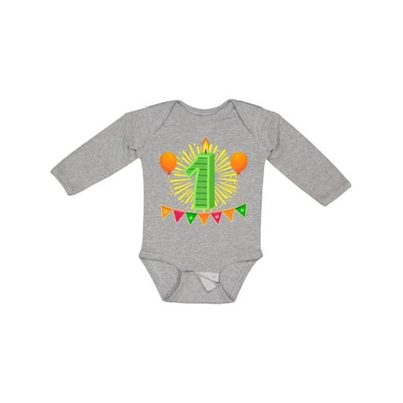 

Inktastic First Birthday Party Outfit Candle Gift Baby Boy or Baby Girl Long Sleeve Bodysuit