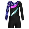 thumbnail image 3 of YEAHDOR Kids Girls 2Pcs Gymnastic Outfit Leopard Horse Print Leotard with Shorts for Dance Performance Navy Blue 12, 3 of 7