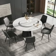 thumbnail image 3 of Magic Home Sintered Stone Round Dining Table 53.15" with White Slate Round Turntable, 3 of 7