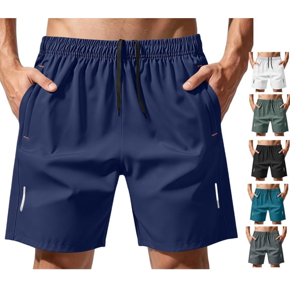 LWavelet Workout Shorts Men Relaxed Fit Drawstring Hiking Shorts Sports Elastic Waist Beach Athletic Shorts with Pockets