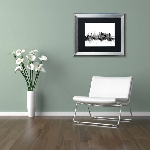 Trademark Fine Art "Tokyo Japan Skyline B&W" Canvas Art by Michael Tompsett, Black Matte, Silver Frame