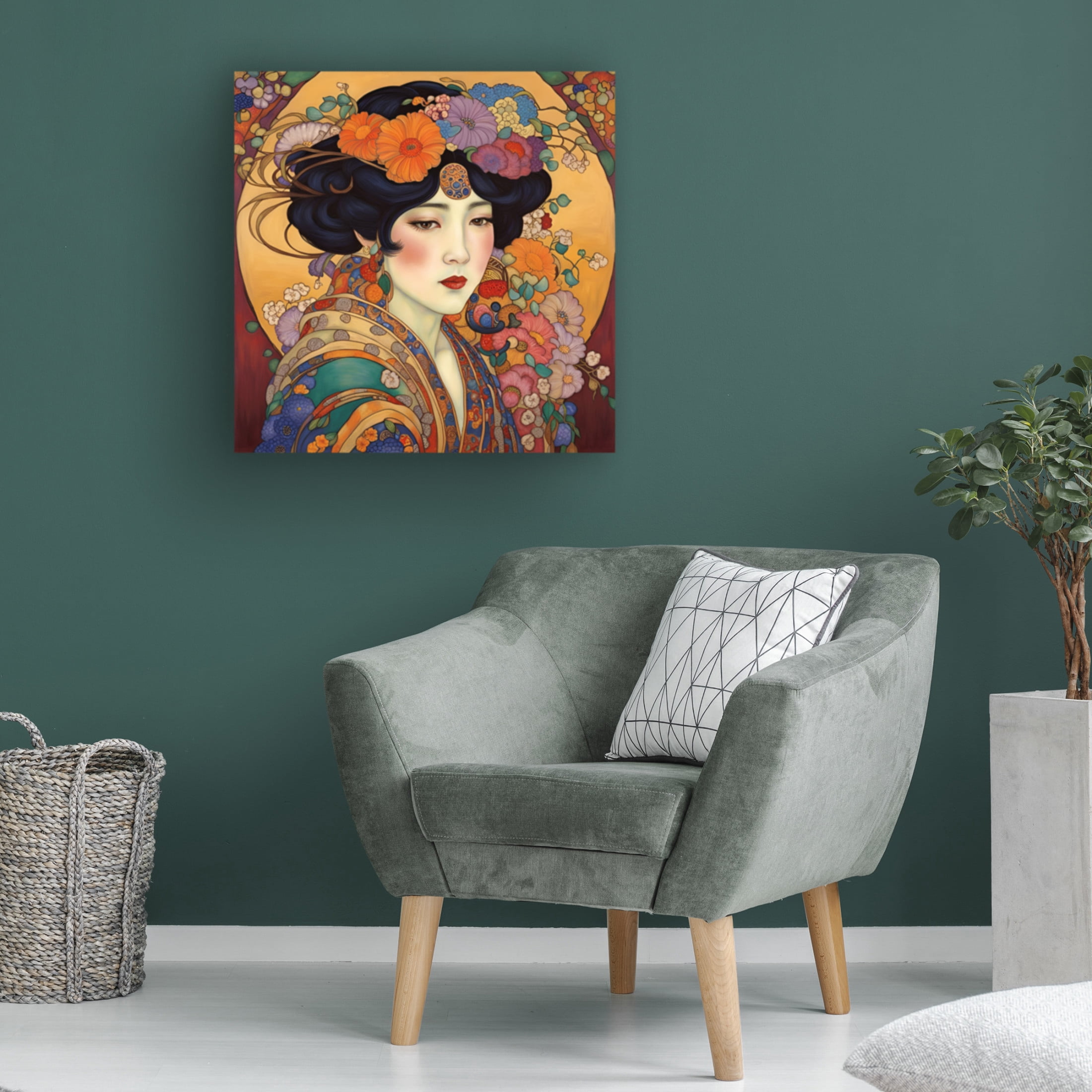 Canvas Wall Art - Tina Lavoie 'Art Nouveau Beauty XIX' Wall Art for Living Room, Bedroom, or Office Décor by Trademark Fine Art - 24 x 24 Inches