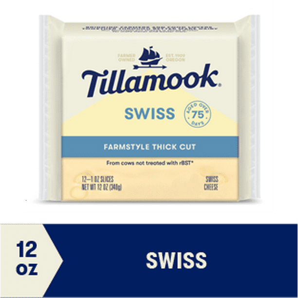 Tillamook Farmstyle Swiss Cheese Slices, 12 Slices, 12 oz