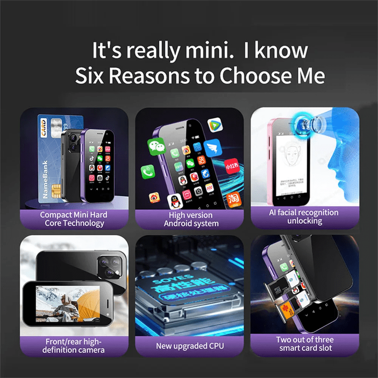 SOYES XS14 Pro 3.0 Inch 4G Mini Smartphone Android 9 Dual SIM Face