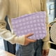 thumbnail image 4 of Bolsa de maquillaje con diseño de nubes, estilo Ins, neceser portátil, bolsa de punto a rayas con bloques de color para organizar el almacenamiento en viajes., 4 of 6