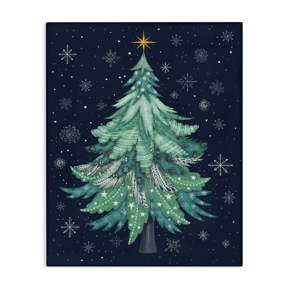 Stupell Industries Abstract Pattern Xmas Tree Holiday Painting Gallery Wrapped Canvas Art Prints Wall Art, 16 x 20
