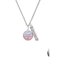 thumbnail image 2 of Delight Jewelry Silvertone Domed Multi Color DMD Silvertone Mother Daughter Bar Charm Necklace, 23", 2 of 4
