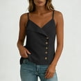 thumbnail image 4 of SHTXOZHI Womens Linen Wrap Neck Tank Tops Spaghetti Strap Button Front Cropped Tees Casual Sleeveless Basic Shirts, 4 of 7