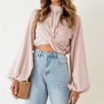 thumbnail image 4 of Tops para mujer Camisas Blusas Elegantes Camisas casuales de manga larga Jersey de moda Soild Cómoda blusa de cuello redondo Odeerbi ODB-5, 4 of 7