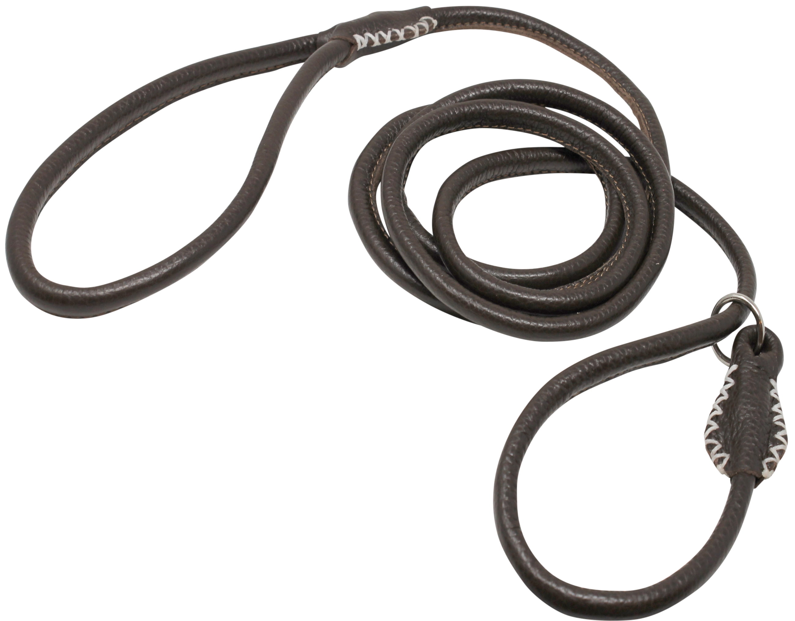 Genuine Rolled Leather Slip Dog Leash and Adjustable Choke Collar