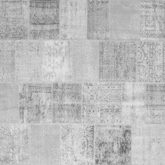 Ahgly Company Indoor Square Patchwork Gray Transitional Area Rugs, 6' Square