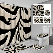 4 Pcs White Lemon Bathroom Shower Curtain Sets with Rugs, Fresh Leaves Leaf Slice Green Summer Yellow Bathroom Sets with Shower Curtain and Rugs, Bathroom Decor Sets with Mats and Towels