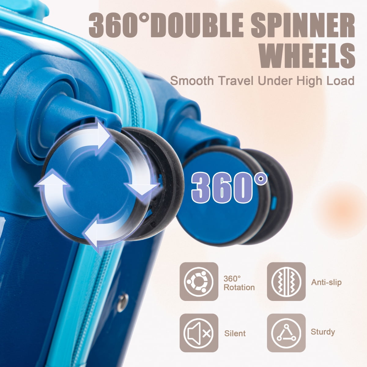 14"/20" 2 pcs/set Carry on Luggage with Spinner Wheels, Hardshell Suitcases with Gradient Color and Combination Lock, Checked Luggage for Travel Men and Women