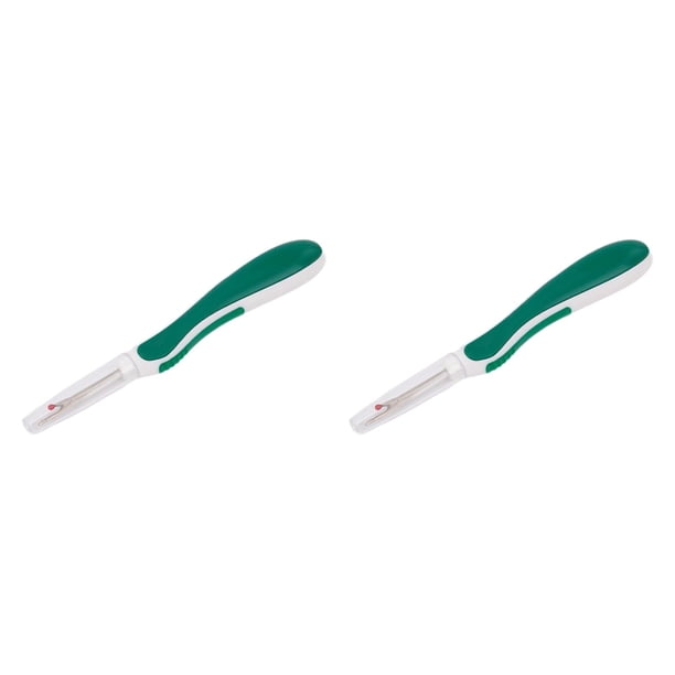2 piezas de descosedor de hilo, herramientas de costura, manualidades, mango de silicona Verde