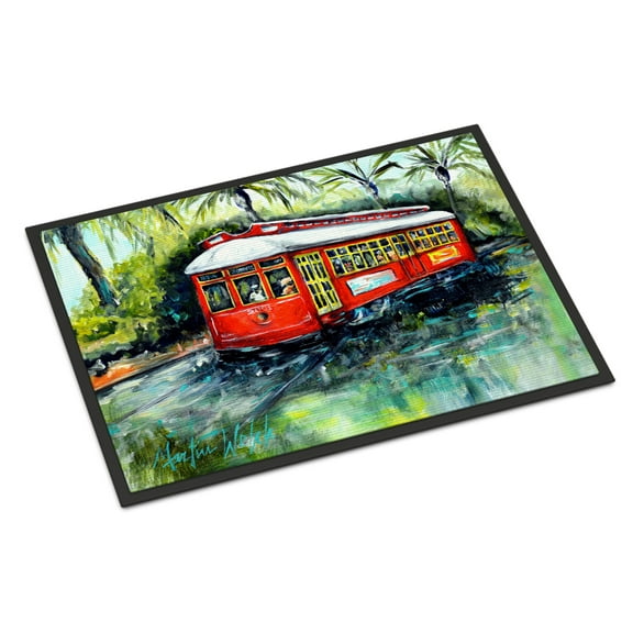 Carolines Treasures MW1278MAT Little Red Street Car Door Mat Indoor Rug or Outdoor Welcome Mat 18x27 Doormat 18H X 27W