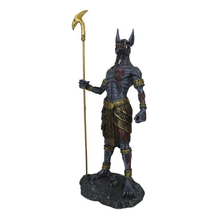 Egyptian Underworld Zombie Jackal God Anubis with Ankh Staff Spear