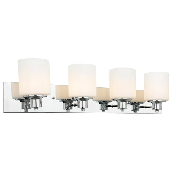 Design House Dane Traditional 4-Light Dimmable Indoor Bath Vanity Light with Frosted Glass Shades, Polished Chrome